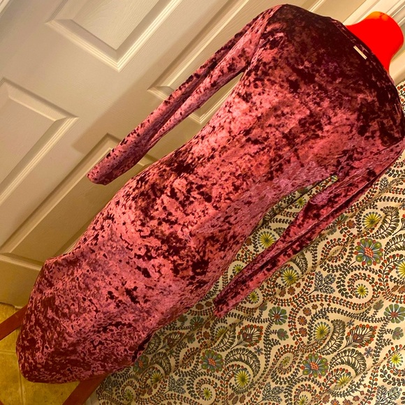 MICHAEL MICHAEL KORS Velur Purple Velvet Long Sleeve Dress - Picture 6 of 11